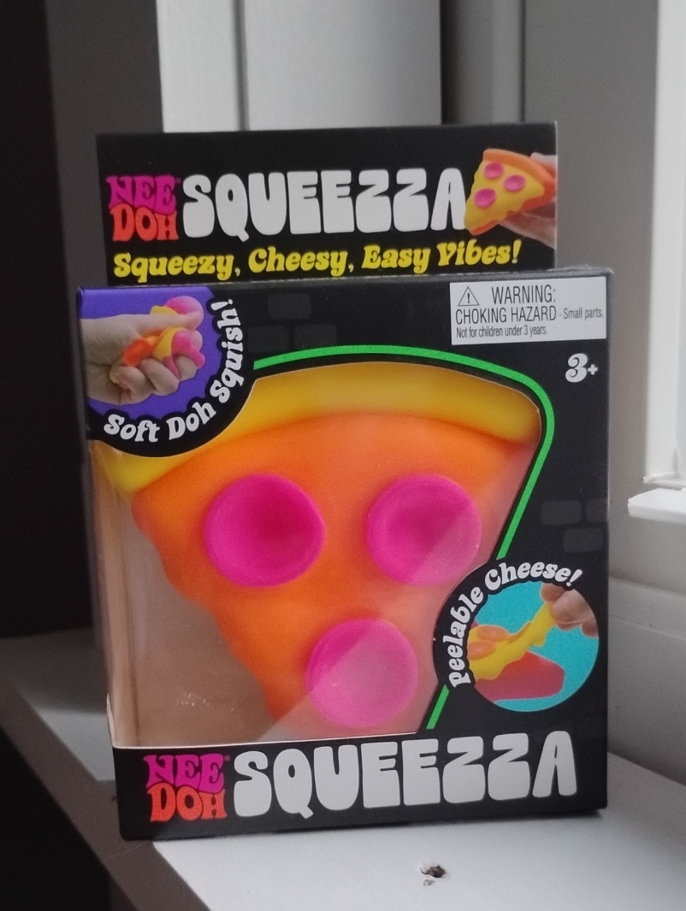 NeeDoh Squeezza Pizza Orange & Pink, Kids Stress Squeeze, Orange Needoh Pizza